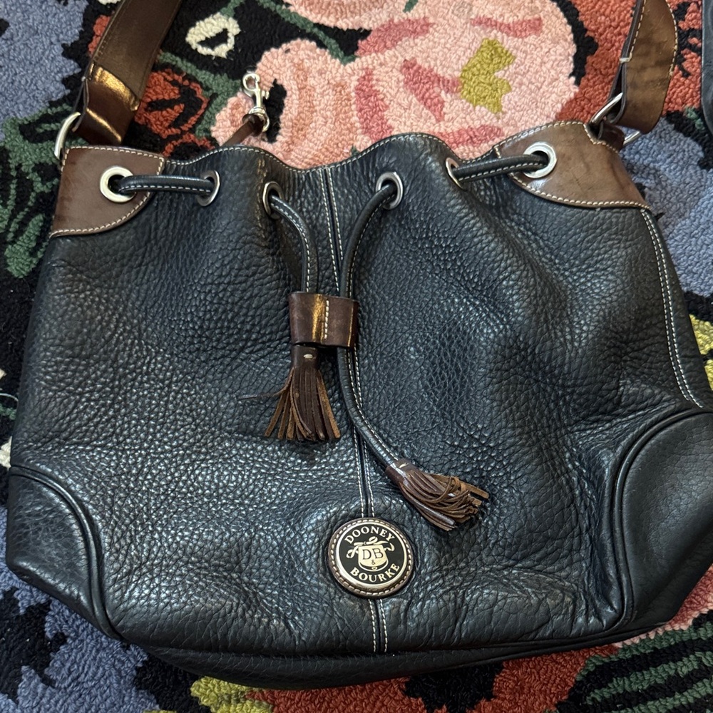Dooney & Bourke Black and Brown Leather Shoulder Bag